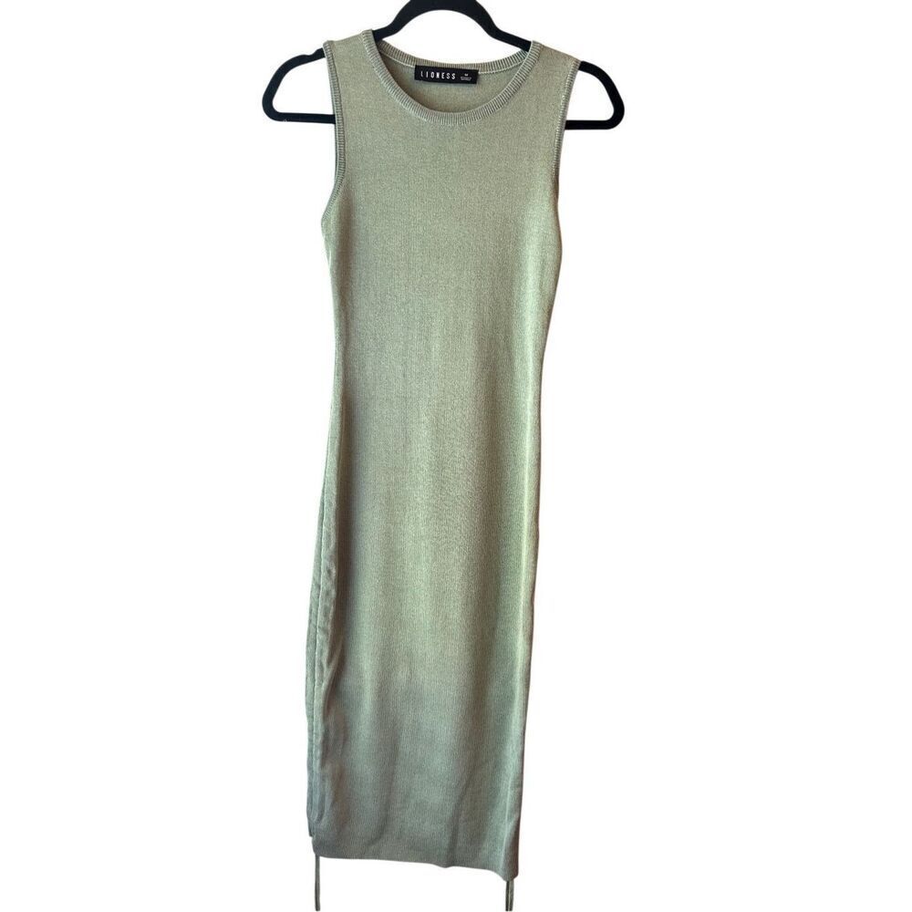 Lioness Military Minds Ruching Dress sz M Sage versatile length fitted sexy Body